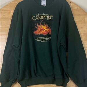 Gildan Dark Green Campfire Graphic Crewneck Sweater